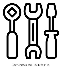 Screwdriver, spanner and wrench line icon. Tools vector illustration isolated on white. Auto maintenance outline style designed for and app.