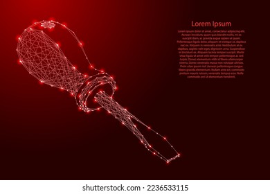 Screwdriver straight-face, manual mounting tool, from futuristic polygonal red lines and glowing stars for banner, poster, greeting card. Low poly concept. Vector illustration.