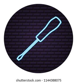 screwdriver tool brick wall neon design