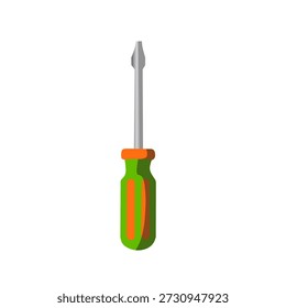 Destornillador herramienta en estilo plano para trabajos de reparación y montaje. Ideal para manuales, instrucciones de bricolaje e ilustraciones de taller.