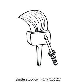 screwdriver tool handle with paint brush