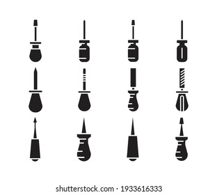 screwdriver tool icons set vector