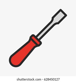 Screwdriver Tool Minimal Color Flat Line Outline Stroke Icon Pictogram Symbol
