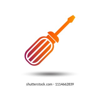 Screwdriver tool sign icon. Fix it symbol. Repair sign. Blurred gradient design element. Vivid graphic flat icon. Vector
