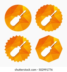 Screwdriver tool sign icon. Fix it symbol.