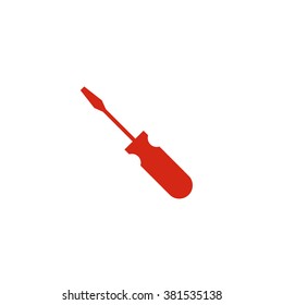 Screwdriver tool. Vector icon red
