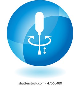 Schraubendreher, transparentes blaues Symbol einzeln auf weißem Hintergrund.