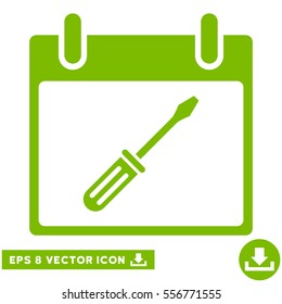 Screwdriver Tuning Calendar Day icon. Vector EPS illustration style is flat iconic symbol, eco green color.