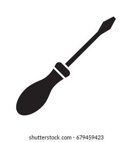 Screwdriver, turn-screw glyph icon. Construction tool. Silhouette symbol. Renovation and repair instrument. Negative space. Vector isolated illustration