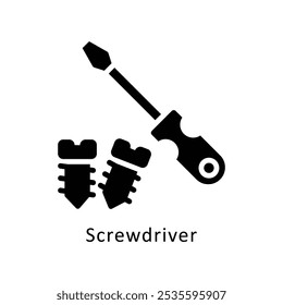 Screwdriver Vector Gylph Design icon. Work In Progress Symbol on White background EPS 10 File