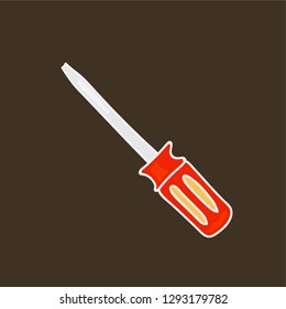 screwdriver vector. hand drawn icon. repair tools illustration. editable stroke.