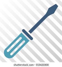 Screwdriver vector icon. Illustration style is flat iconic bicolor cyan and blue symbol on a hatch transparent background.