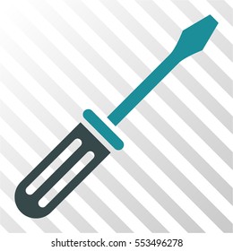 Screwdriver vector icon. Illustration style is flat iconic bicolor soft blue symbol on a hatched transparent background.