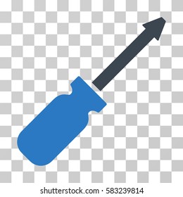 Screwdriver vector icon. Illustration style is a flat iconic bicolor smooth blue symbol on a transparent background.
