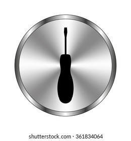 screwdriver - vector icon;  metal button