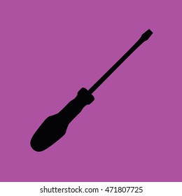 Screwdriver vector icon. Purple background