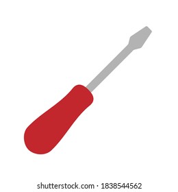 Screwdriver vector icon. Repair tool symbol. Setup and setting adjustment sign. Mechanic instrument logo. Screw driver silhouette isolated on white background.