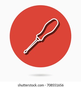 Screwdriver vector icon with shadow. Illustration isolated for graphic and web design.