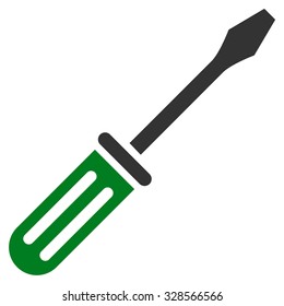 Screwdriver vector icon. Style is bicolor flat symbol, green and gray colors, rounded angles, white background.