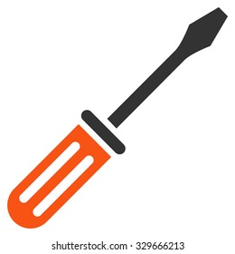 Screwdriver vector icon. Style is bicolor flat symbol, orange and gray colors, rounded angles, white background.