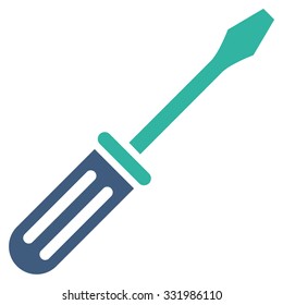 Screwdriver vector icon. Style is bicolor flat symbol, cobalt and cyan colors, rounded angles, white background.