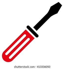 Screwdriver vector icon. Style is bicolor flat icon symbol, intensive red and black colors, white background.