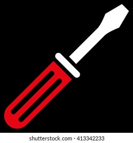 Screwdriver vector icon. Style is bicolor flat icon symbol, red and white colors, black background.
