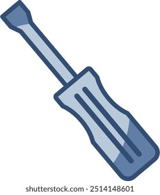 screwdriver vector icon, transparent background. replaceable blue color design