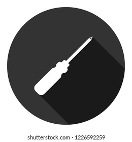 Screwdriver vector icon. Turn-screw tool sign. Repair sign. Toolkit icon. EPS 10 flat symbol. Round icon with shadow.