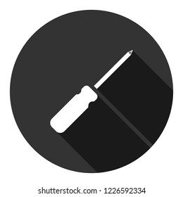Screwdriver vector icon. Turn-screw tool sign. Repair sign. Toolkit icon. EPS 10 flat symbol. Round icon with shadow.