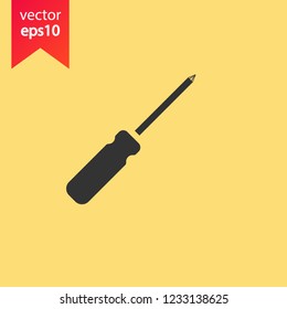 Screwdriver vector icon. Turn-screw tool sign. Repair icon, EPS 10 flat symbol. Worker toolkit sign,