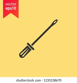 Screwdriver vector icon. Turn-screw tool sign. Repair icon, EPS 10 flat symbol. Worker toolkit sign,