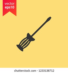 Screwdriver vector icon. Turn-screw tool sign. Repair icon, EPS 10 flat symbol. Worker toolkit sign,