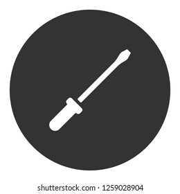 Screwdriver vector icon. Turn-screw tool sign. Repair toolkit sign. EPS 10 flat symbol. Round icon design