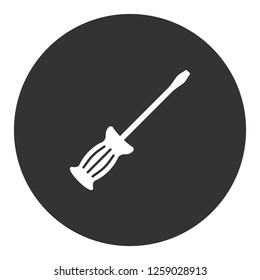 Screwdriver vector icon. Turn-screw tool sign. Repair toolkit sign. EPS 10 flat symbol. Round icon design