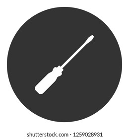 Screwdriver vector icon. Turn-screw tool sign. Repair toolkit sign. EPS 10 flat symbol. Round icon design