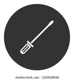 Screwdriver vector icon. Turn-screw tool sign. Repair toolkit sign. EPS 10 flat symbol. Round icon design