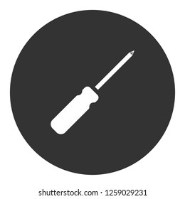Screwdriver vector icon. Turn-screw tool sign. Repair toolkit sign. EPS 10 flat symbol. Round icon design