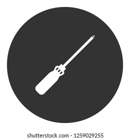 Screwdriver vector icon. Turn-screw tool sign. Repair toolkit sign. EPS 10 flat symbol. Round icon design