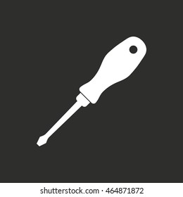 Screwdriver vector icon. White illustration isolated on black background for graphic and web design.