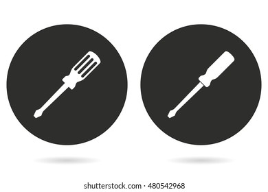 Screwdriver vector icon. White illustration isolated on black background for graphic and web design.