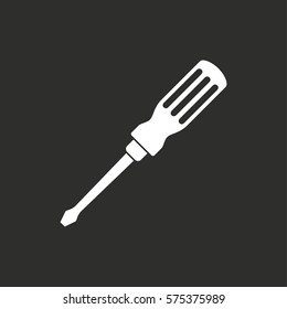 Screwdriver vector icon. White illustration isolated on black background for graphic and web design.