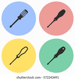 Screwdriver vector icons set. Black illustration isolated for graphic and web design.