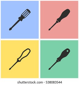 Screwdriver vector icons set. Illustration isolated for graphic and web design.