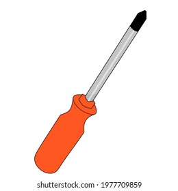 Screwdriver vector illustration. Orange screwdriver