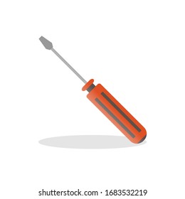 Vektorillustration mit Schraubenzieher mit orangefarbenem und braunem Griff.