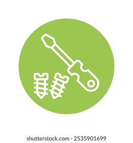 Screwdriver Vector Outline Circle Design icon. Work In Progress Symbol on White background EPS 10 File