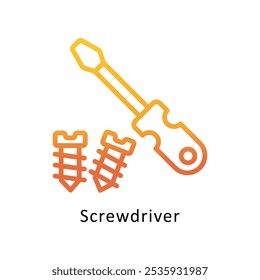 Screwdriver Vector Outline Gradient Design icon. Work In Progress Symbol on White background EPS 10 File