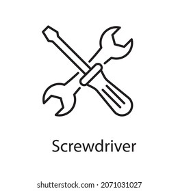 Screwdriver vector Outline Icon Design illustration. Construction Symbol on White background EPS 10 File