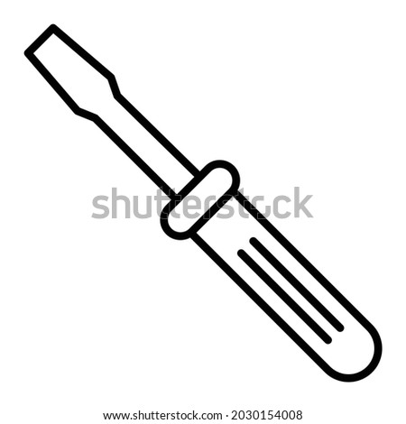 Screwdriver Vector Outline Icon Isolated On White Background
